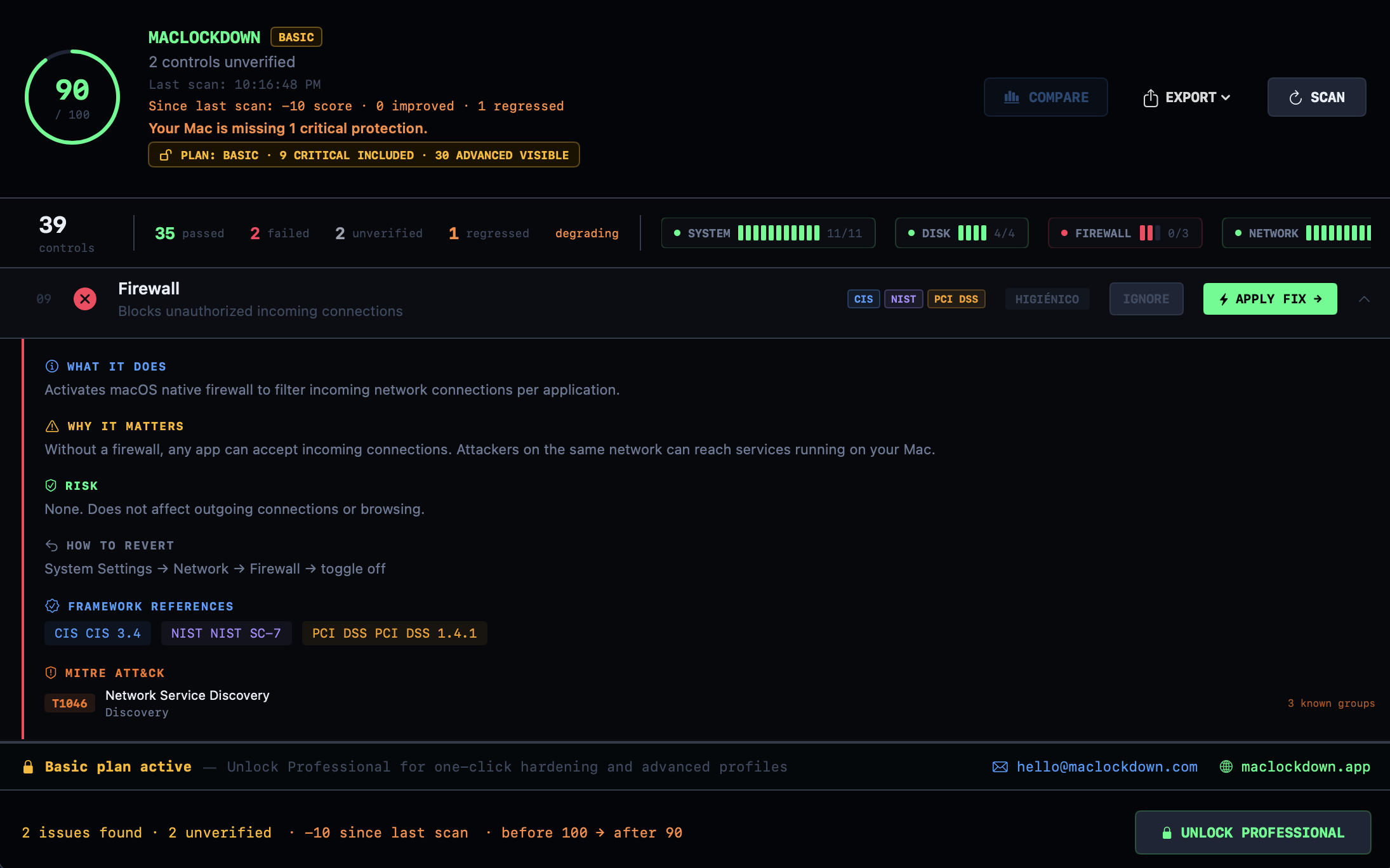 MacLockdown — Control detail with MITRE ATT&CK
